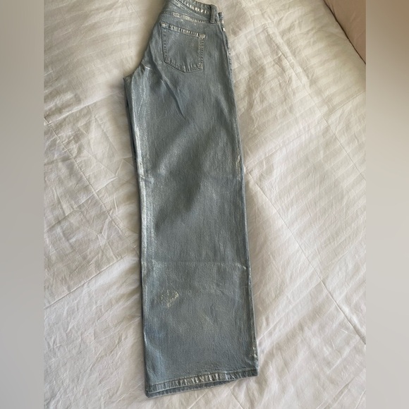 Wild Fable Metallic Silver High-Rise Wide Leg Jeans – Size 6/28 - Picture 8 of 9